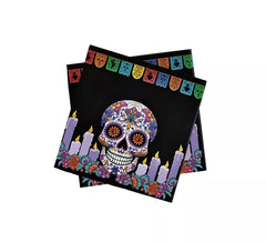 Pack de 12 serviettes Jour des Morts de 33x33 cm