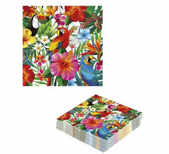 Lot de 12 Serviettes Imprimées Hawaïennes 33X33 cm