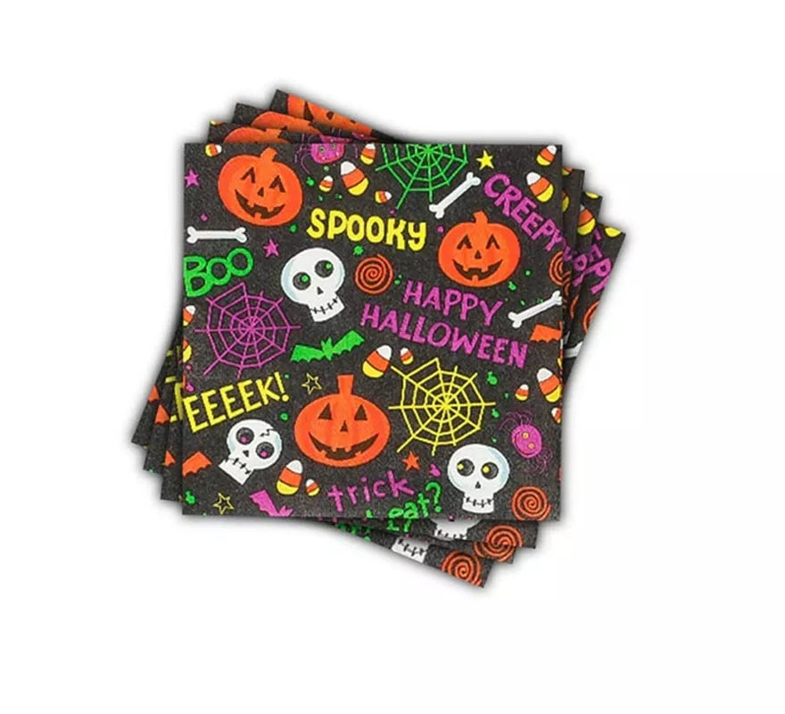 Translation missing: fr.Pack de 12 Servilletas Spooky Halloween Print de 33x33 cm