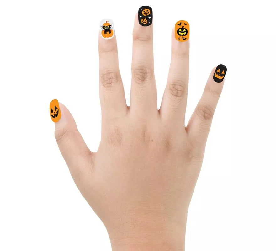Translation missing: fr.Pack de 12 Uñas Calabaza con Adhesivo Infantil