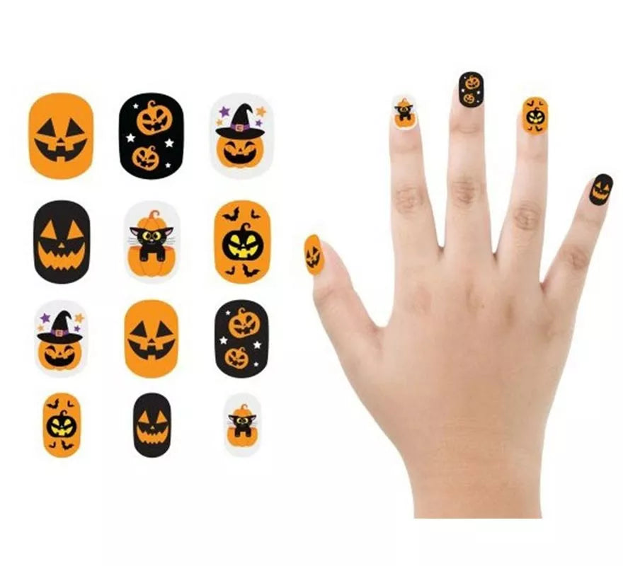 Translation missing: fr.Pack de 12 Uñas Calabaza con Adhesivo Infantil