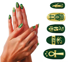 Lot de 12 faux ongles égyptiens avec colle
