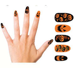 Pack de 12 faux ongles citrouille