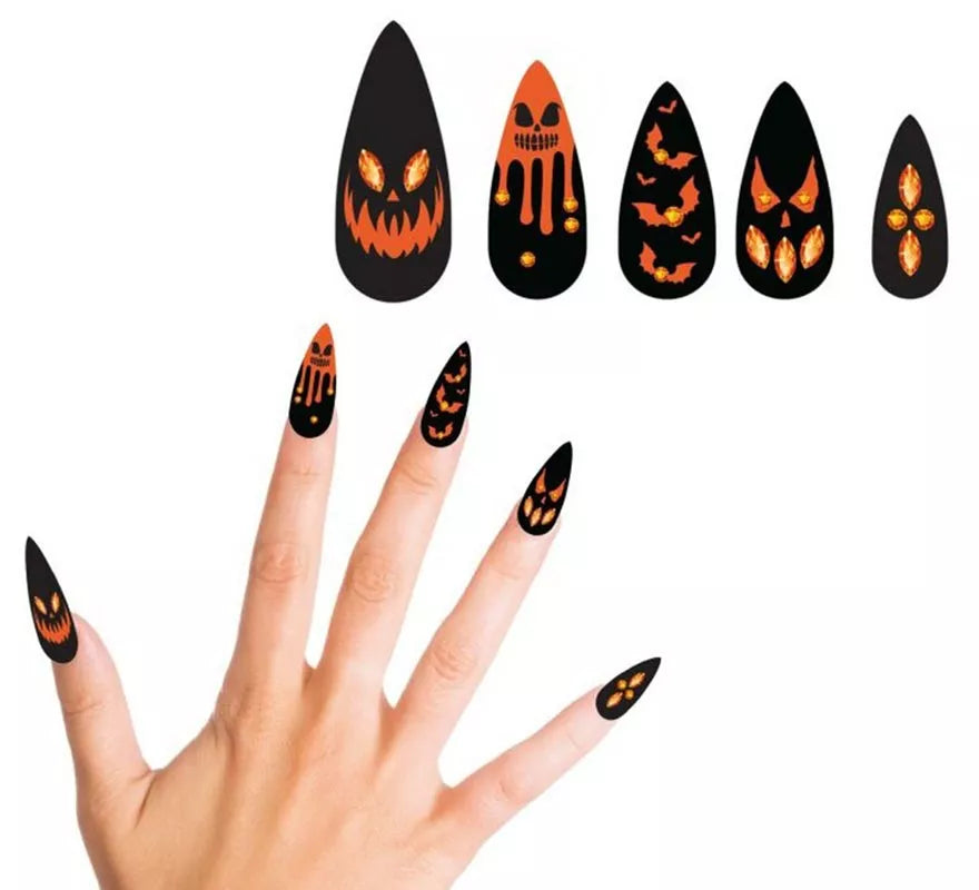 Translation missing: fr.Pack de 12 Uñas Postizas Calabazas con Joyas