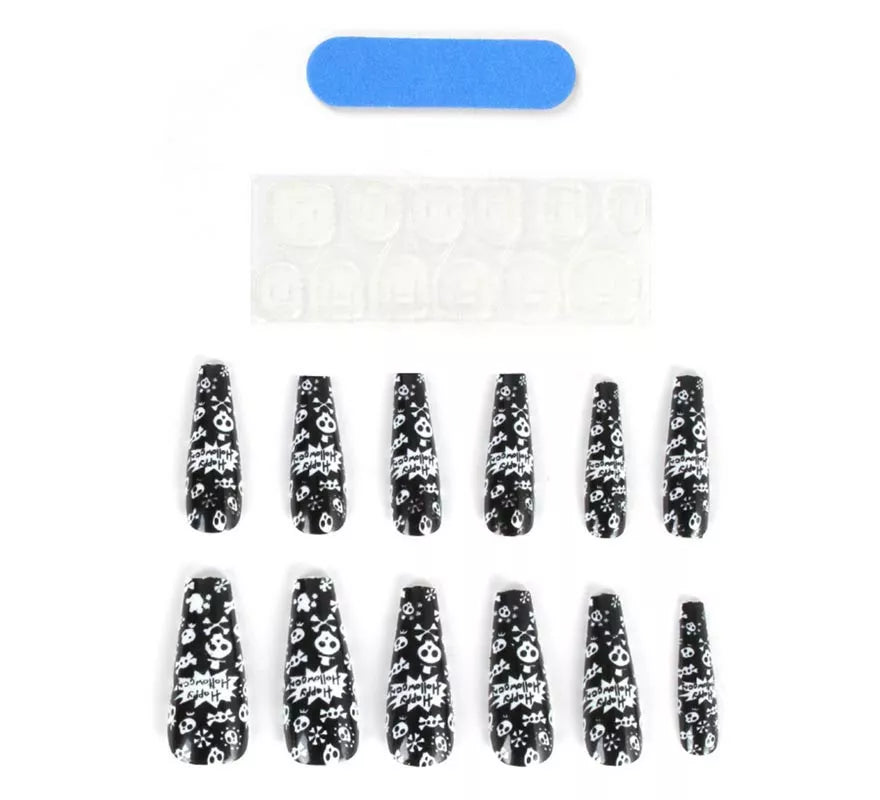 Translation missing: fr.Pack de 12 Uñas Postizas Calavera negra