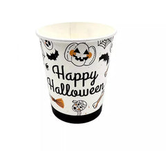 Pack de 12 verres 250 ml Happy Halloween Print noir et blanc