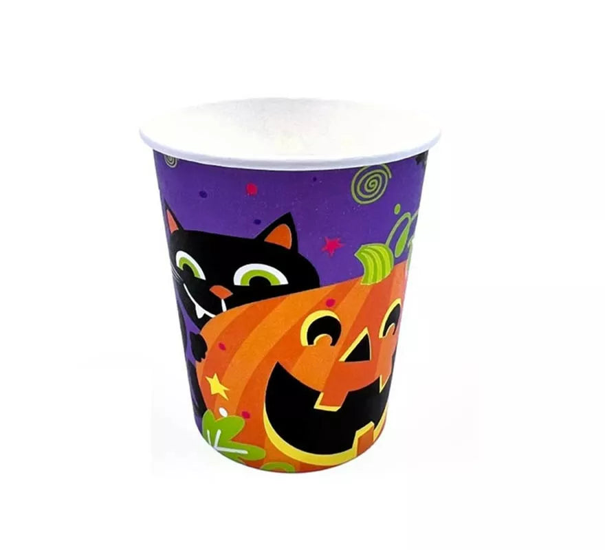 Translation missing: fr.Pack de 12 Vasos de 250 ml Noche de Halloween Print naranja