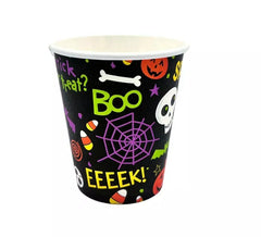 Lot de 12 verres orange à imprimé effrayant d'Halloween de 250 ml