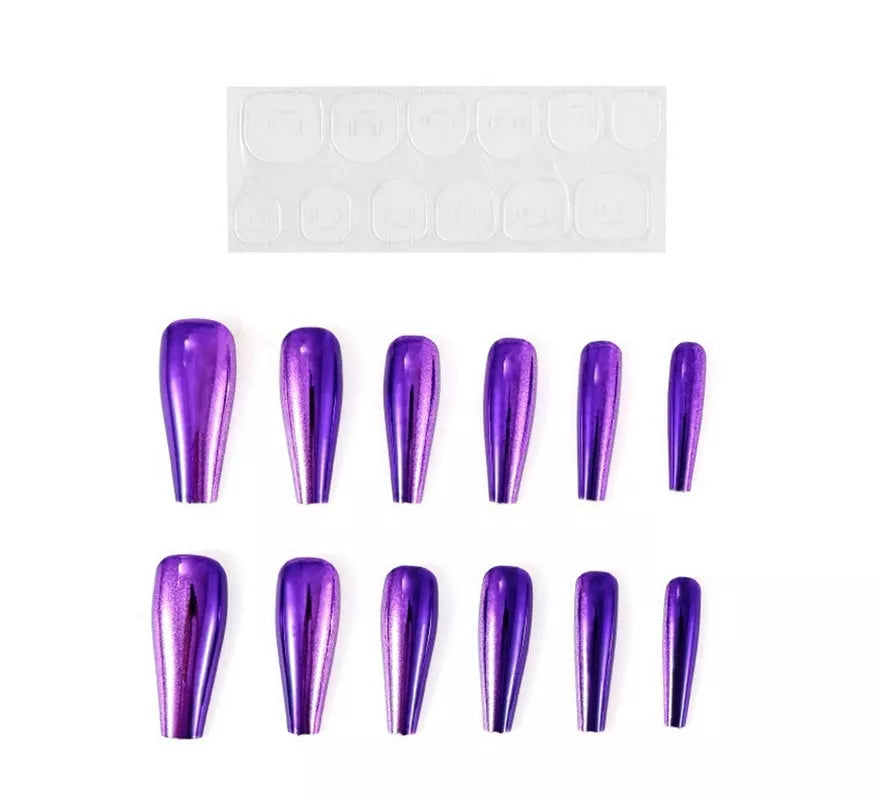 Translation missing: fr.Pack de 13 Uñas Autoadhesivas efecto metal morada