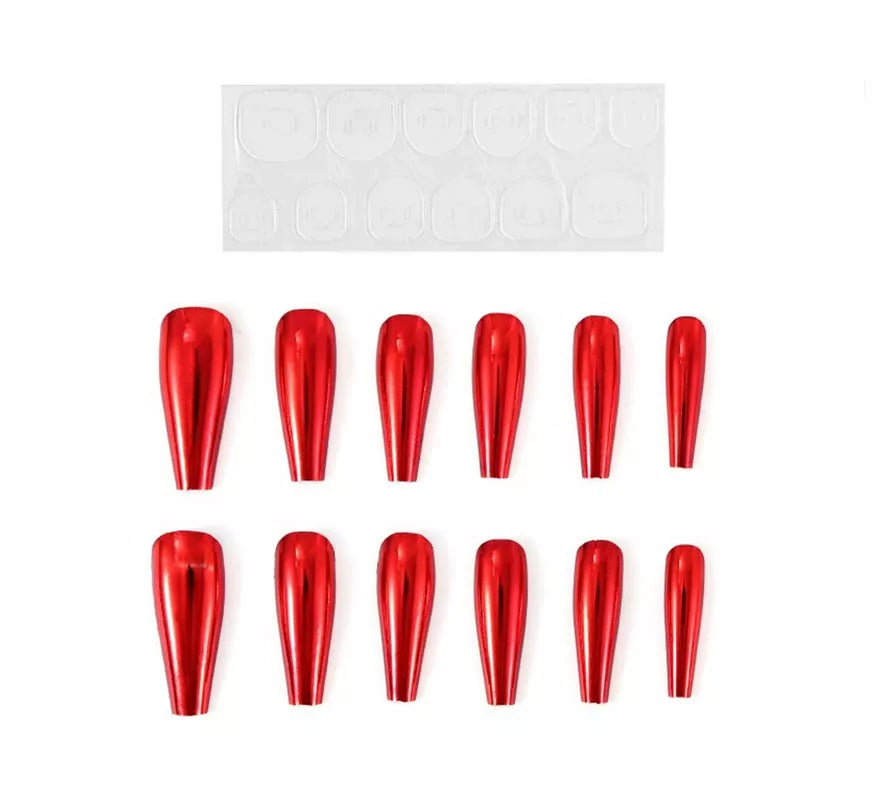 Translation missing: fr.Pack de 13 Uñas Autoadhesivas efecto metal roja