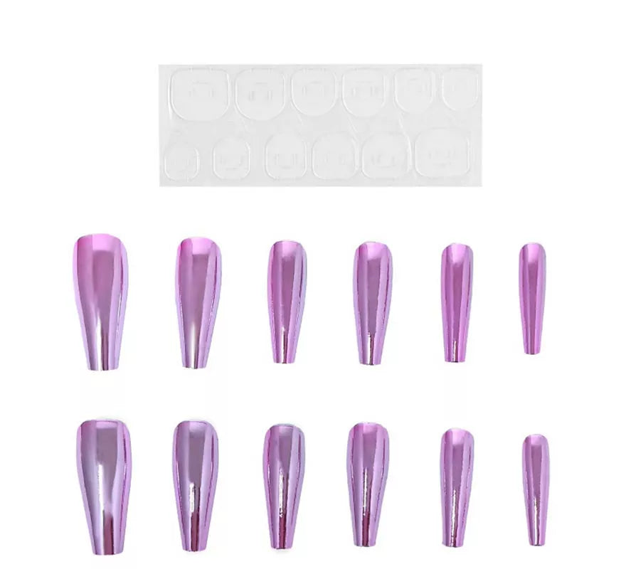 Translation missing: fr.Pack de 13 Uñas Autoadhesivas efecto metal rosa