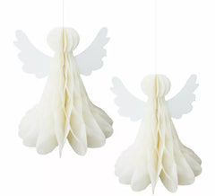 Lot de 2 pendentifs ange en nid d'abeille, 15 cm