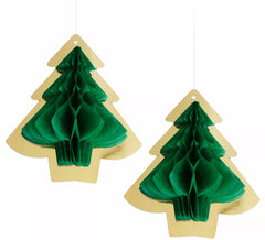 Lot de 2 décorations de Noël en nid d'abeille, 15 cm