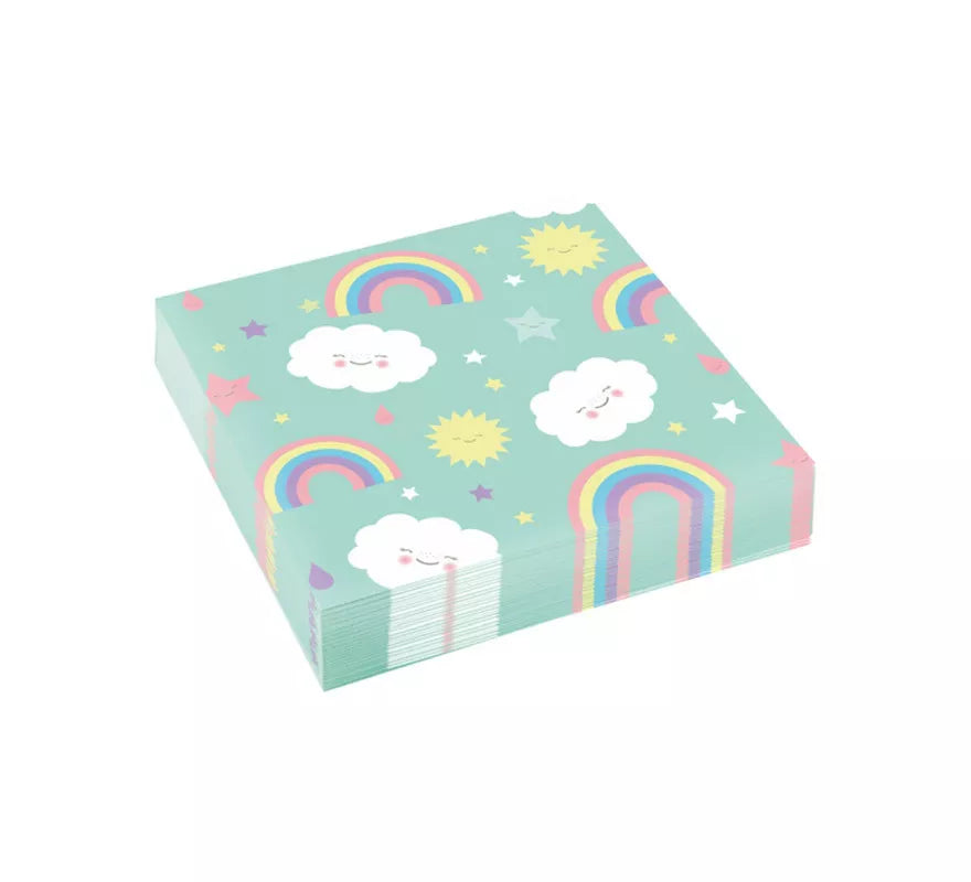 Translation missing: fr.Pack de 20 Servilletas de Arcoiris y Nube de Papel de 33x33 cm
