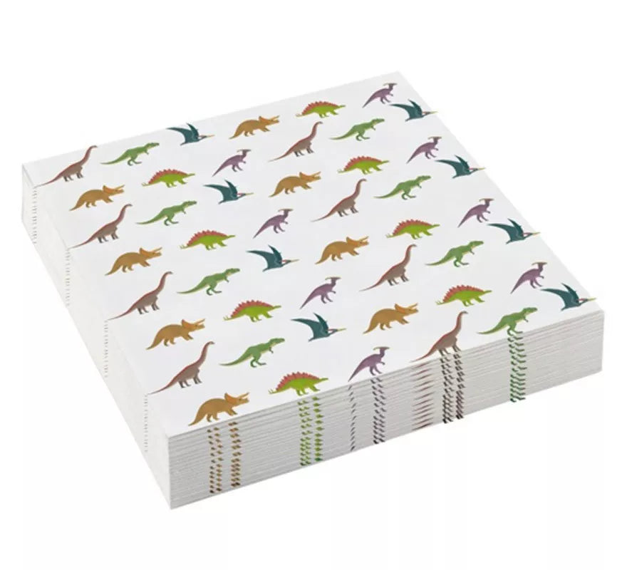 Translation missing: fr.Pack de 20 Servilletas de Dinosaurios de Papel de 25x25 cm
