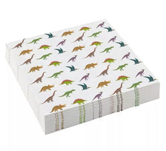 Lot de 20 Serviettes Papier Dinosaures 25x25 cm