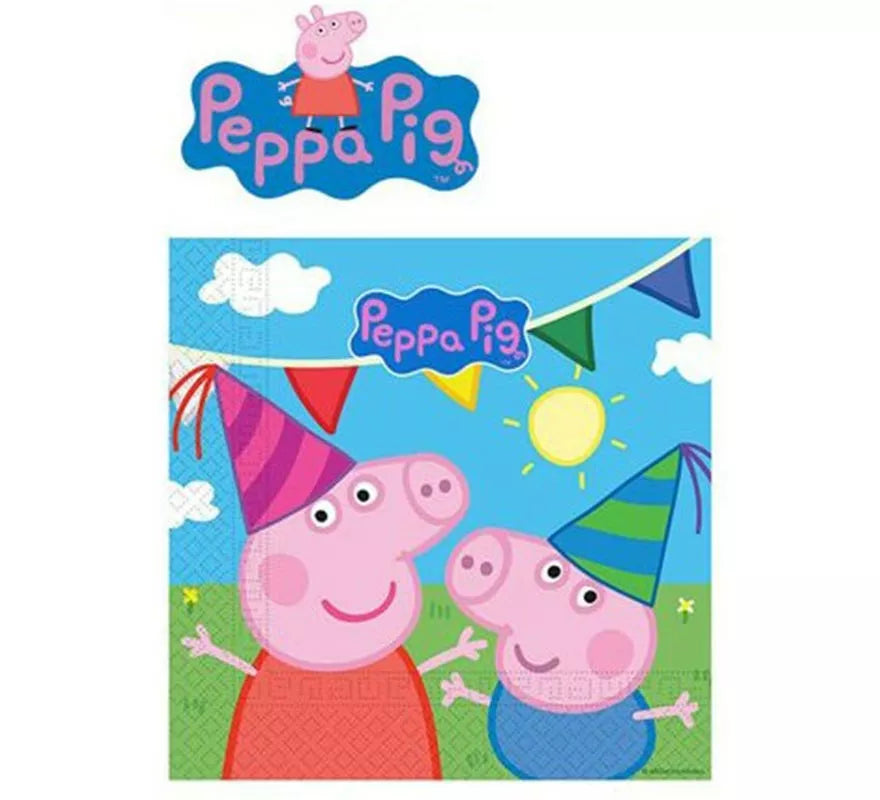 Translation missing: fr.Pack de 20 Servilletas de papel de 33x33 cm de Peppa Pig