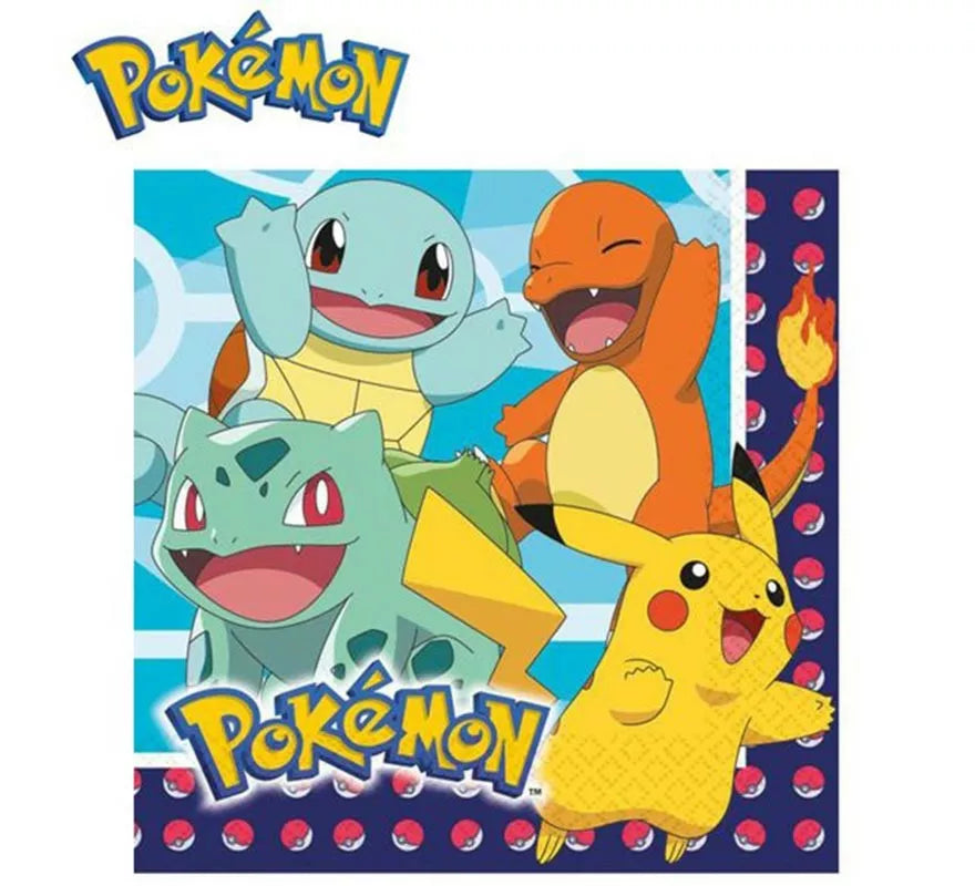 Translation missing: fr.Pack de 20 Servilletas de papel de 33x33 cm de Pokémon