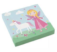 Lot de 20 serviettes en carton princesse médiévale 33x33 cm