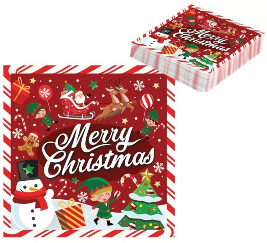 Translation missing: fr.Pack de 20 Servilletas Merry Christmas de 33x33 cm