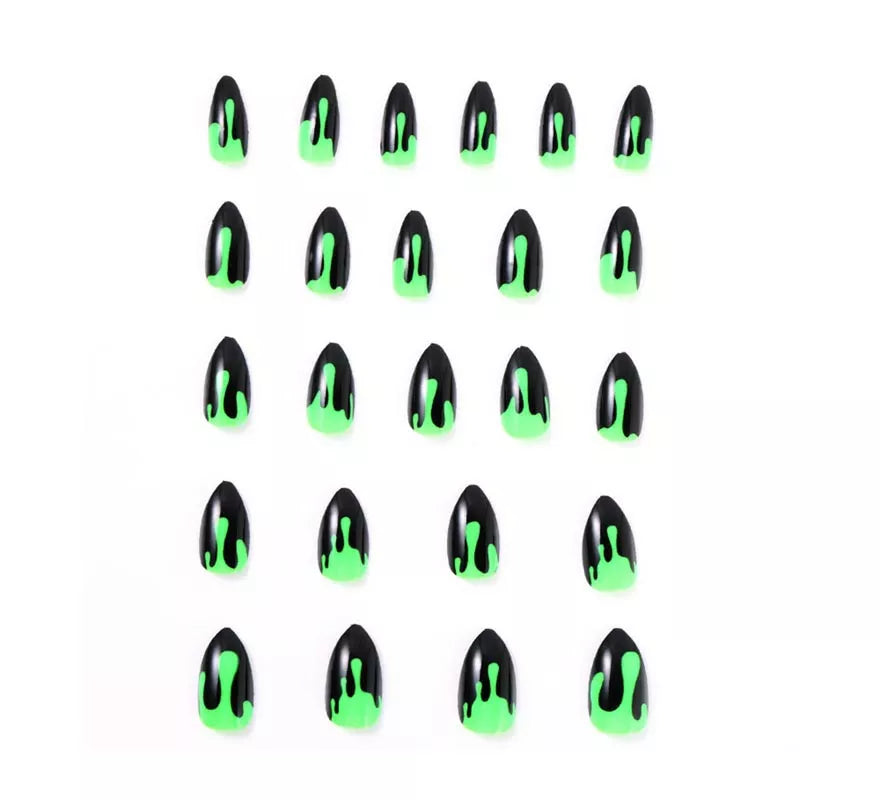 Translation missing: fr.Pack de 24 Uñas Postizas Halloween negro y verde
