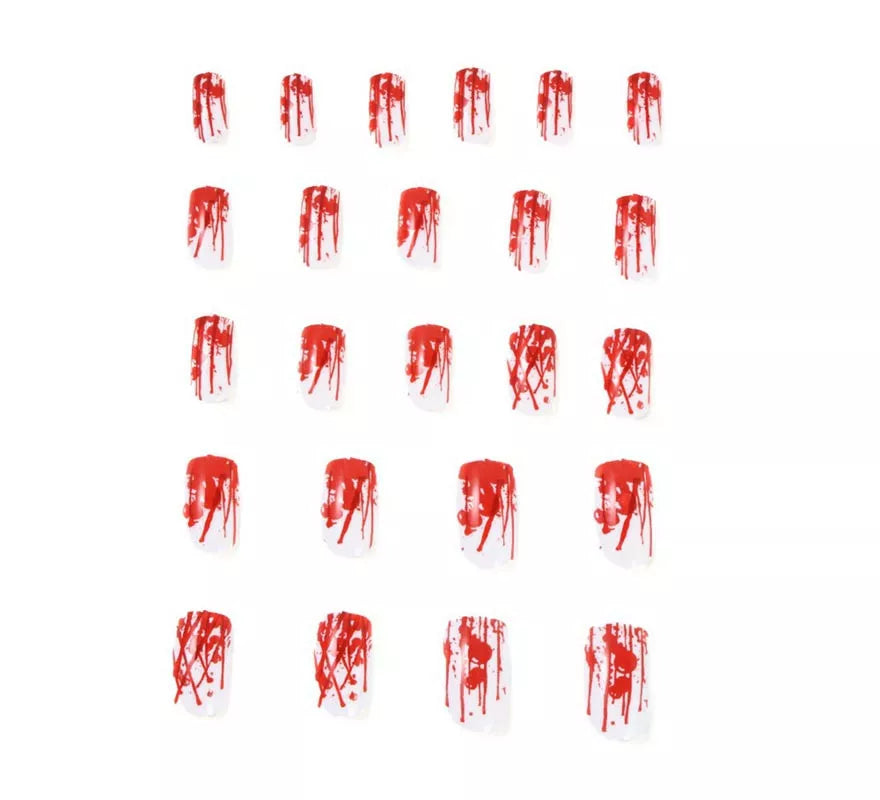 Translation missing: fr.Pack de 24 Uñas Postizas Halloween rojo y blanco