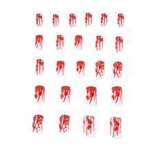 Pack de 24 faux ongles Halloween rouges et blancs