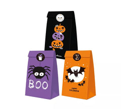 Pack de 3 sachets Halloween avec autocollant en papier de couleurs assorties mesurant 24x13x8 cm