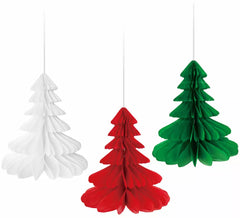 Lot de 3 décorations de Noël en nid d'abeille, 10 cm