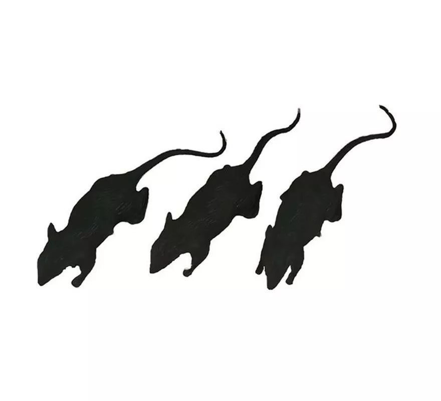 Translation missing: fr.Pack de 3 Ratas negras de 6 cm