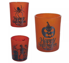 Pack de 3 verres en verre orange mesurant 6x5 cm