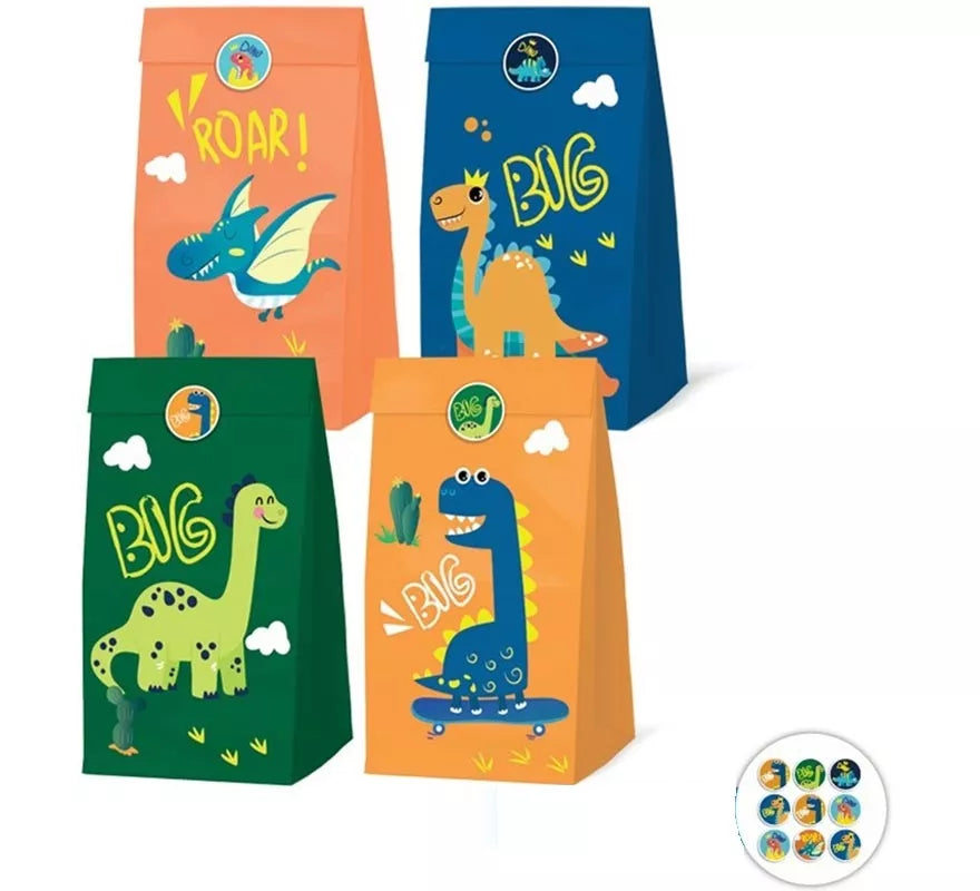 Translation missing: fr.Pack de 4 Bolsas Papel de Dinosaurios con Pegatinas