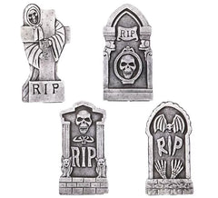Pack de 4 pierres tombales tête de mort mesurant 21,5x6,5x42 cm