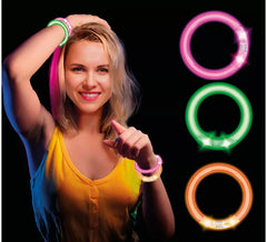 Lot de 4 bracelets LED, 8 cm, couleurs assorties