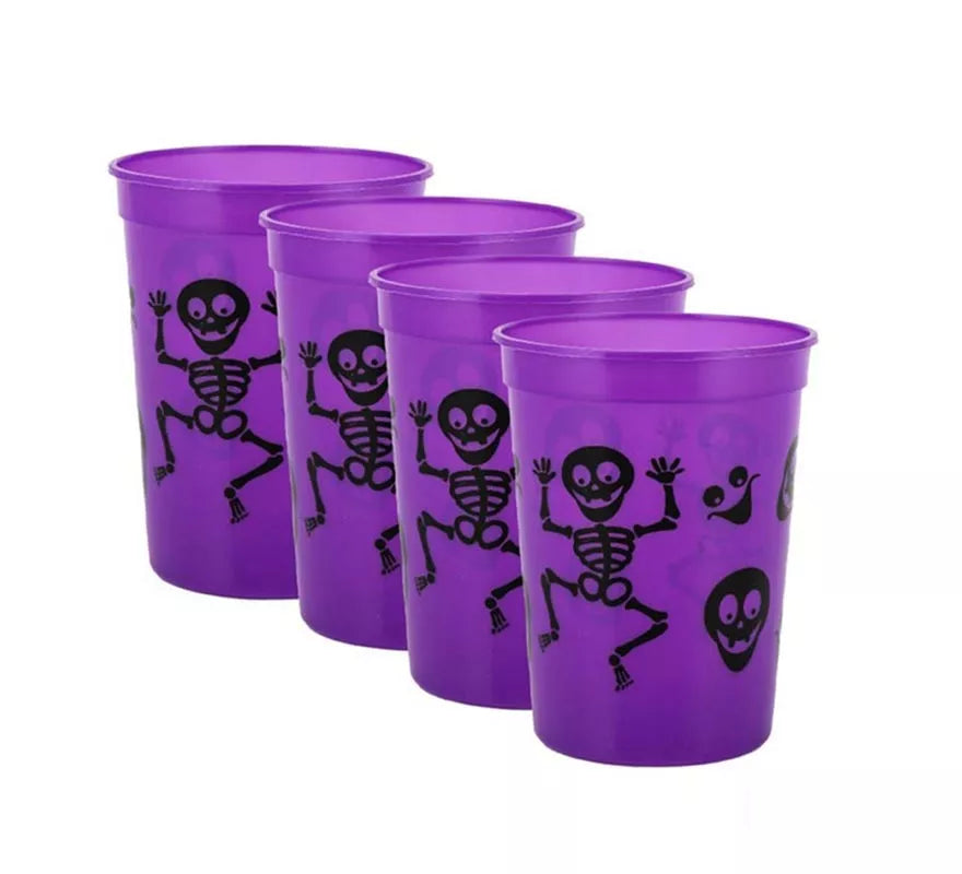 Translation missing: fr.Pack de 4 Vasos de Plástico de Esqueletos de 10x8x6 cm en varios colores