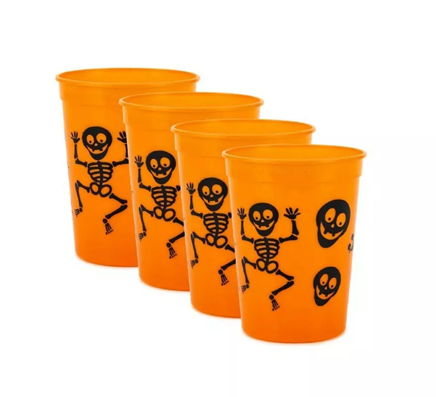 Translation missing: fr.Pack de 4 Vasos de Plástico de Esqueletos de 10x8x6 cm en varios colores