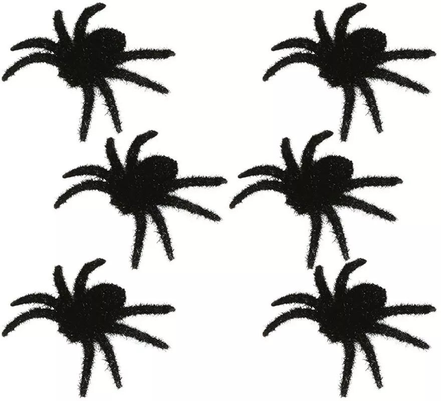 Translation missing: fr.Pack de 6 Arañas Peludas Negras 6 cm