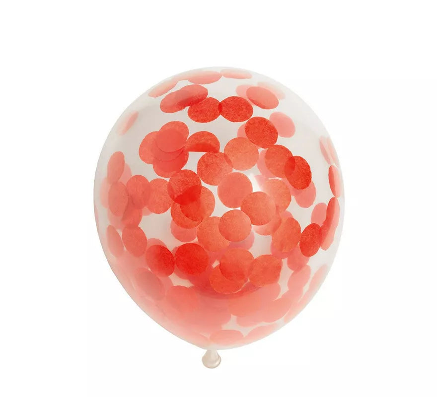 Translation missing: fr.Pack de 6 Globos Confetti de papel color Rojo de 30 cm