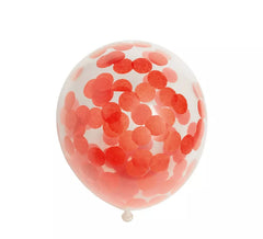 Pack de 6 Ballons Papier Confetti Rouge 30 cm