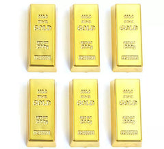 Lot de 6 lingots d'or imitation de 6 x 3 cm