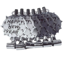 Pack de 6 Souffleurs d'Argent 'Happy New Year' pour le Nouvel An