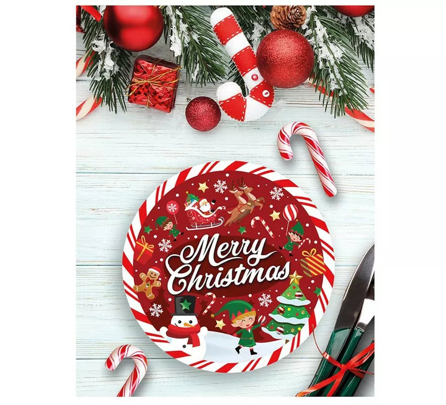 Translation missing: fr.Pack de 6 Platos de Merry Christmas de 23 cm