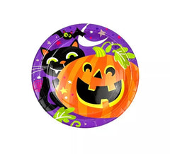 Pack de 6 assiettes imprimées Nuit d'Halloween de 18 cm