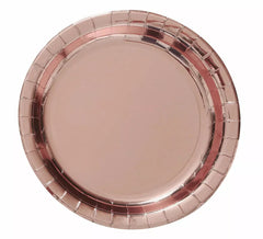 Lot de 6 Assiettes Rondes Or et Rose de 23 cm