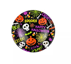 Pack de 6 assiettes imprimées Spooky Halloween de 18 cm