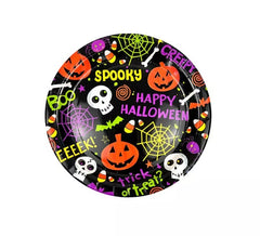 Pack de 6 assiettes imprimées Spooky Halloween de 23 cm