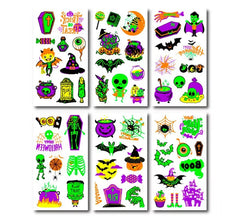 Pack de 6 Tattoos Fluorescents en modèles assortis de 6,8 cm