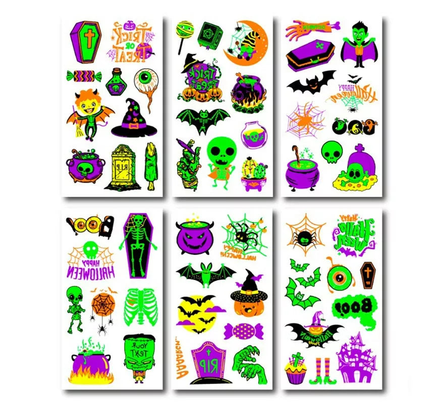 Translation missing: fr.Pack de 6 Tatuajes Fluorescente en modelos surtidos de 6,8 cm