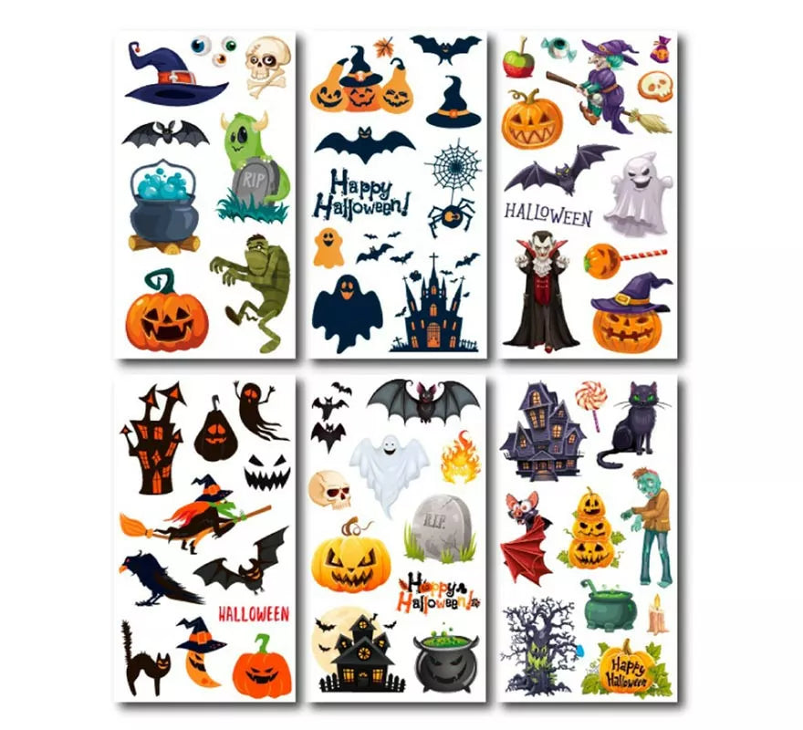 Translation missing: fr.Pack de 6 Tatuajes Halloween en modelos surtidos de 6,8 cm