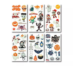 Pack de 6 tatouages luminescents orange en modèles assortis de 6,8 cm